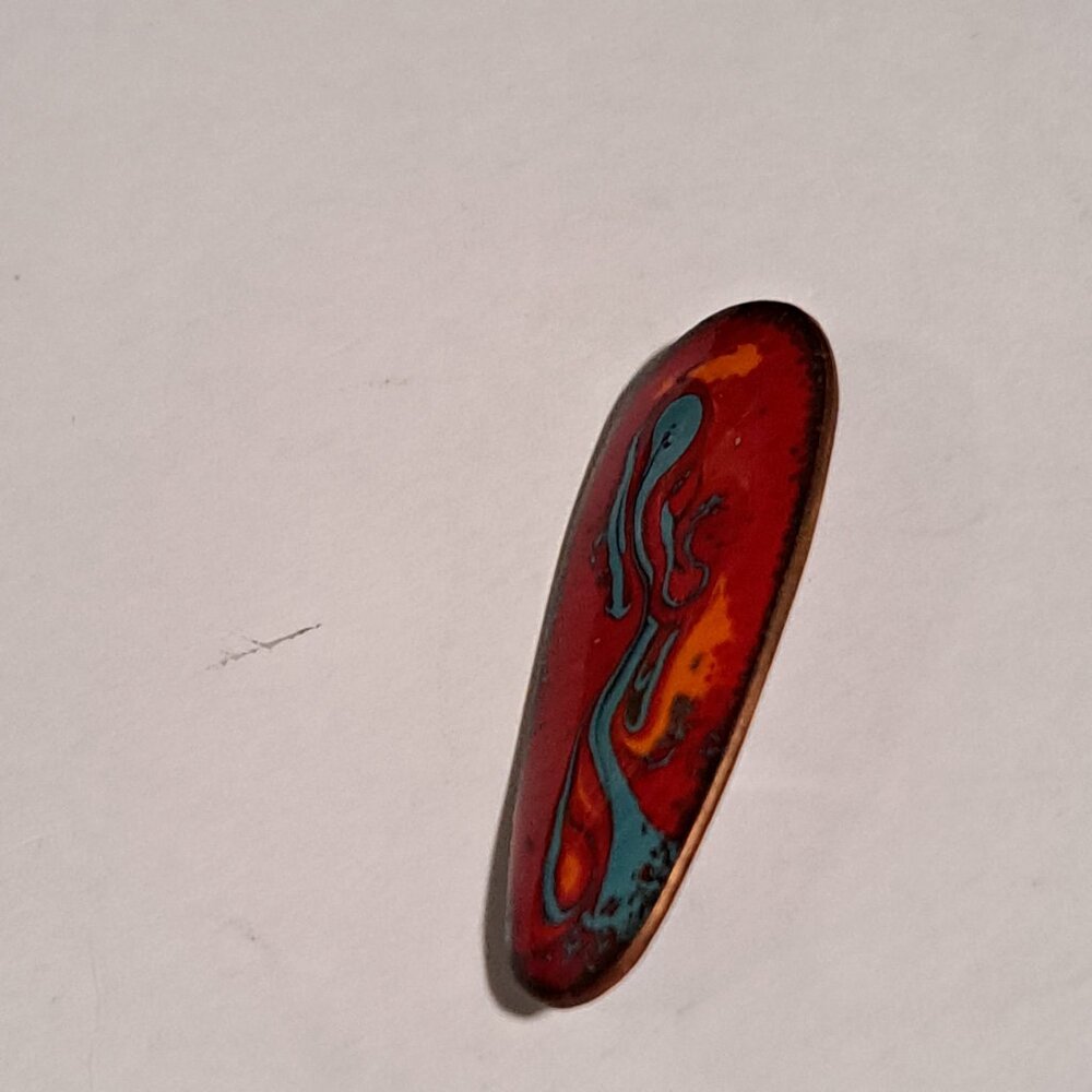 Margo Knight long oval red blue brooch - Picture 5 of 7